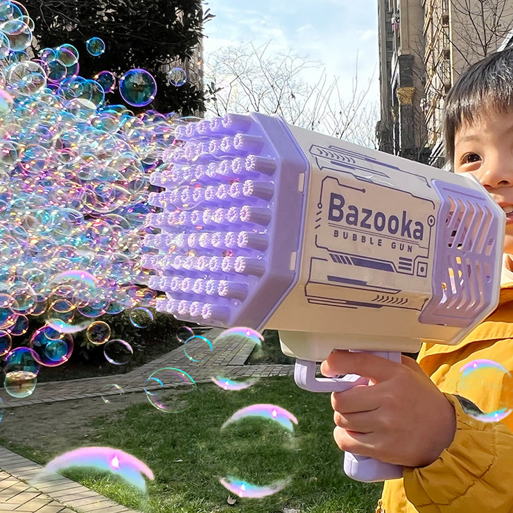 Bubble Gun Rocket 69 Holes Soap Bubbles Machine Gun Shape Automatic Blower With Light Toys For Kids Pomperos