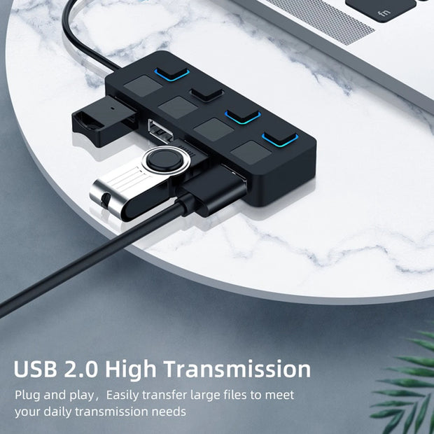 USB 2.0 HUB Multi USB Splitter 4 Expander USB Power Adapter Indicator Power USB Drives For Laptop PC