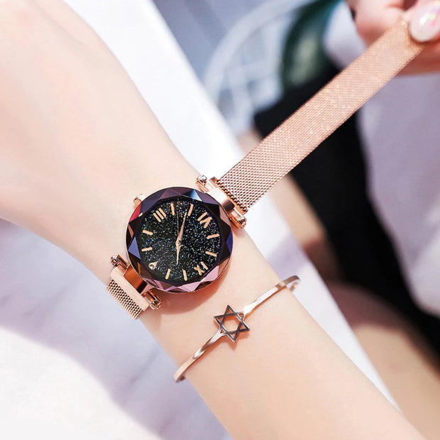 Reloj Mujer Luxury Starry Sky Women Watches Magnetic Mesh Belt Band Watch Women's Fashion Dress Wristwatch Zegarek Damski