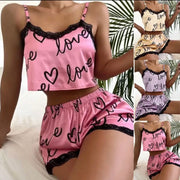 1Set Women's Pajama Shorts Suit Homewear Print Underwear Pijama Sexy Lingerie Camisoles Tanks Nighty Ladies Sleepwear Women