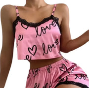 1Set Women's Pajama Shorts Suit Homewear Print Underwear Pijama Sexy Lingerie Camisoles Tanks Nighty Ladies Sleepwear Women