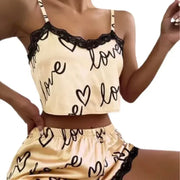 1Set Women's Pajama Shorts Suit Homewear Print Underwear Pijama Sexy Lingerie Camisoles Tanks Nighty Ladies Sleepwear Women