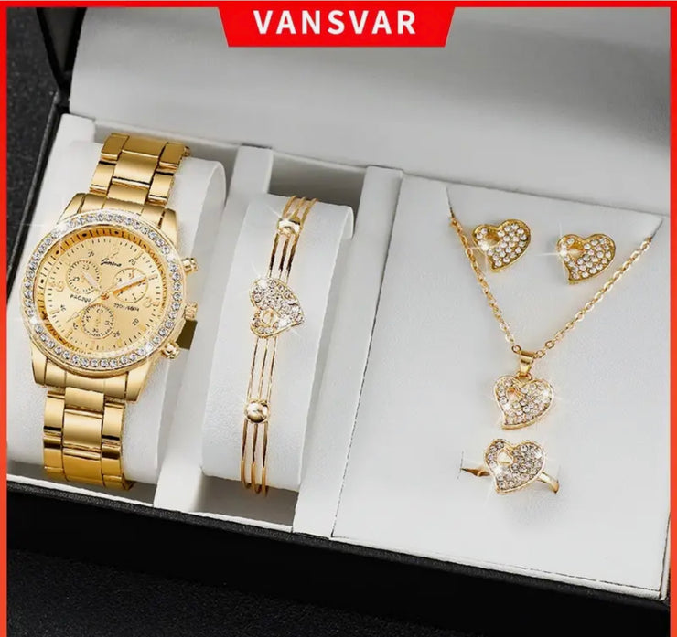 Geneva Women Watches Diamond Jewelry Quartz Watch Set