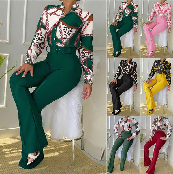 New 2024 Women's Formal Office Pant Sets 2PCS Double Breasted Solid Blazers  Jacket and Pants Two Pieces Set Female Pant Suits