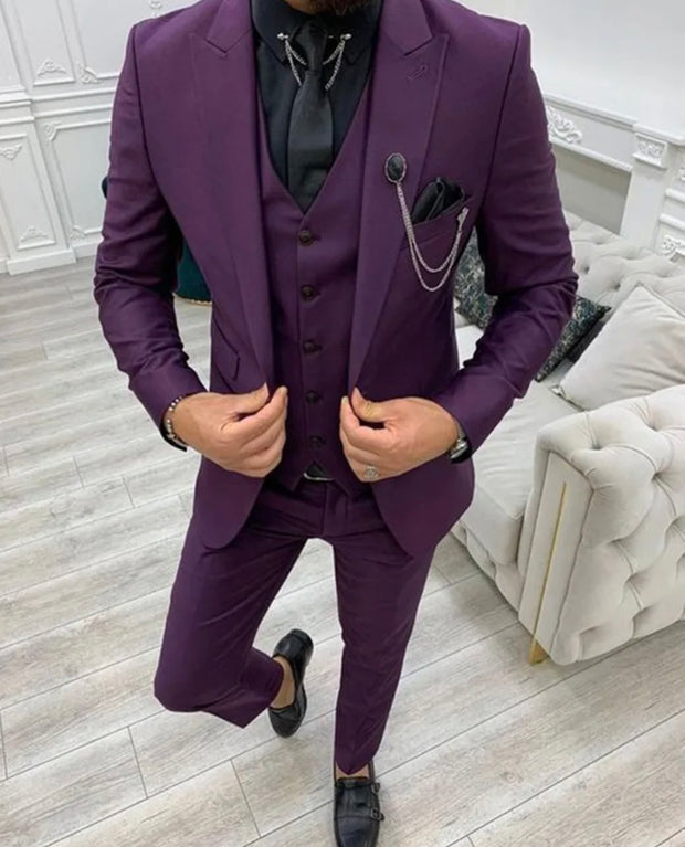 2024 Green Peak Lapel Slim Fit Men Suits 3 Pieces Tuxedos Terno Masculino Blazer Sets Groom Wedding Prom Costume Homme