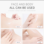 Face Body Whitening Sakura Sunscreen Cream SPF50+ Refreshing Waterproof UV Protector Concealer Moisturizing Brightening