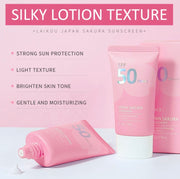 Face Body Whitening Sakura Sunscreen Cream SPF50+ Refreshing Waterproof UV Protector Concealer Moisturizing Brightening