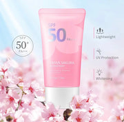 Face Body Whitening Sakura Sunscreen Cream SPF50+ Refreshing Waterproof UV Protector Concealer Moisturizing Brightening