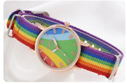 Fashion Luxury Women's Quartz Watches Ladies Rainbow Color Fabric Belt Wristwatch For Women Stylish Dress Reloj Mujer