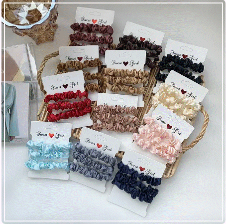 3/5/6Pcs Elegant Ponytail Holder Rubber Band Elastic Hairband Hair Accessories Silk Satin Scrunchies Women Solid Color Hair Rope