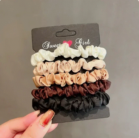 3/5/6Pcs Elegant Ponytail Holder Rubber Band Elastic Hairband Hair Accessories Silk Satin Scrunchies Women Solid Color Hair Rope