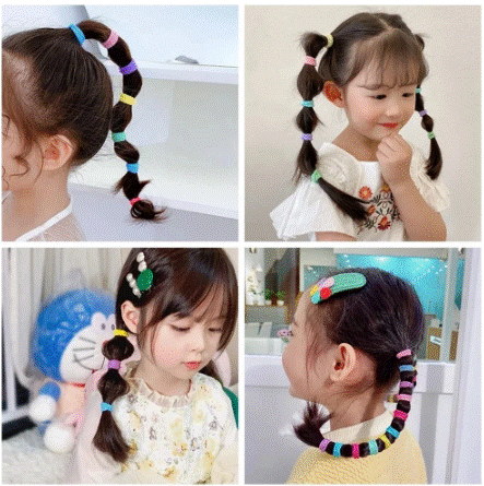 20/50/100PCS Colorful Basic Nylon Ealstic Hair Ties for Girls Ponytail Hold Scrunchie Rubber Band Kids Basic Hair Accessories