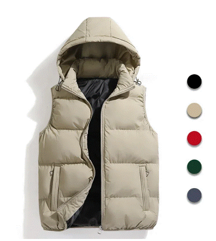 Men Fashion Autumn Winter Thicken Cotton Waistcoat Sleeveless Vests Jacket Coat Men Warm Detachable Hat Outwear Vest Jacket Men