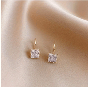 14K Gold-Plated Fashion Square Earrings – Elegant Rhinestone Accents for Birthday & Anniversary Gifts