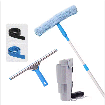 Professional window cleaning tools and kits microfiber window glass washing cleaning scrubber squeegee with extension pole