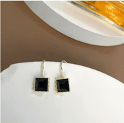 14K Gold-Plated Fashion Square Earrings – Elegant Rhinestone Accents for Birthday & Anniversary Gifts