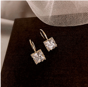 14K Gold-Plated Fashion Square Earrings – Elegant Rhinestone Accents for Birthday & Anniversary Gifts