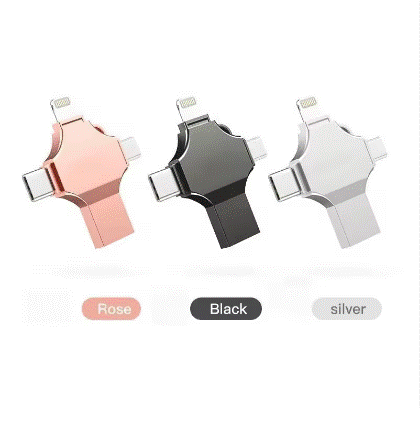 2023 hot-sale 4 in 1 OTG usb flash drive 3.0 for Type-C /Lightning/ Micro USB/ computer 4 in 1usb flash drive