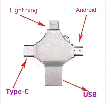 2023 hot-sale 4 in 1 OTG usb flash drive 3.0 for Type-C /Lightning/ Micro USB/ computer 4 in 1usb flash drive