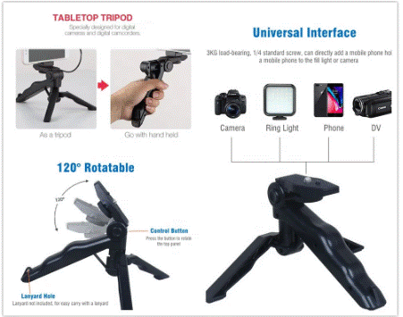 AY-49 Tripod Vlogging Kit Smartphone Vlog LED Light Live Streaming Microphone Video Making Kit