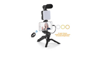 AY-49 Tripod Vlogging Kit Smartphone Vlog LED Light Live Streaming Microphone Video Making Kit