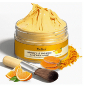 Vitamin C & Turmeric Deep Cleansing Mask - Exfoliates, Brightens, and Nourishes All Skin Types, Hypoallergenic, Orange Scent