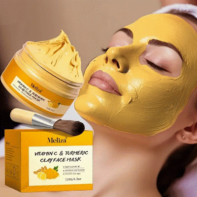 Vitamin C & Turmeric Deep Cleansing Mask - Exfoliates, Brightens, and Nourishes All Skin Types, Hypoallergenic, Orange Scent