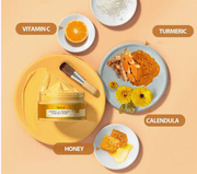 Vitamin C & Turmeric Deep Cleansing Mask - Exfoliates, Brightens, and Nourishes All Skin Types, Hypoallergenic, Orange Scent