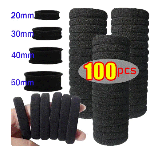 10/100pcs Black Basic Hair Bands Women Girls Simple High Elastic Rubber Ropes Scrunchies Headband Ties Ponytail Holders 2-5cm