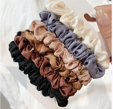 3/5/6Pcs Elegant Ponytail Holder Rubber Band Elastic Hairband Hair Accessories Silk Satin Scrunchies Women Solid Color Hair Rope