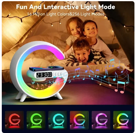 Multifunction Wireless Charger Pad Stand Speaker TF RGB Night Light 15W Fast Charging Station for iPhone Samsung Xiaomi Huawei